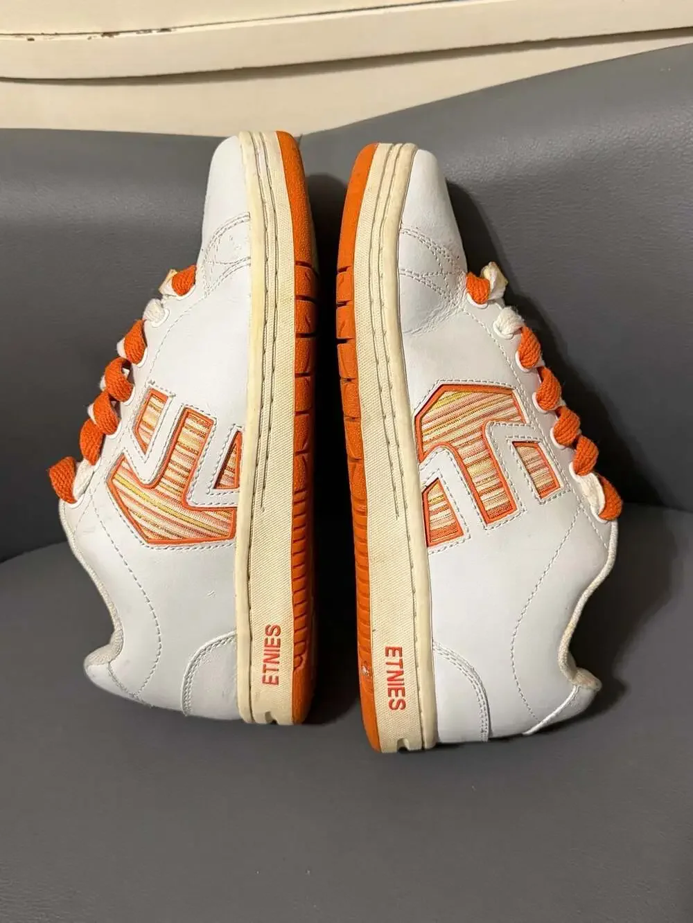 Vintage Y2K Chunky Etnies Patsy W’s Size 8.5 White Orange Skate Shoes Retro